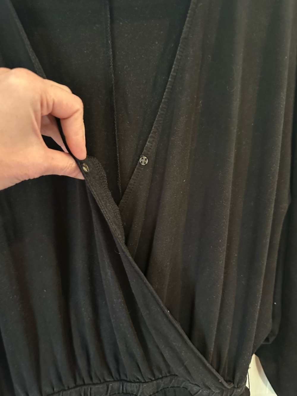 Garnet Hill Black Wrap V-Neck kimono Wide-Leg cropped Jumpsuit - Picture 5 of 7
